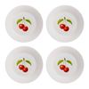 Kit 4 Pratos de Sobremesa de Porcelana - Coleção Cerejas