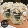 Kit 2 Vasos de Vidro Canelado com Alça Rústica - 700ML