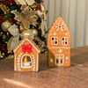 Kit 2 Porta Velas Casa de Biscoito Natalina em Cerâmica
