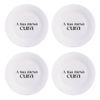 Kit 4 Pratos de Sobremesa  com Frase "A tua mesa cura"