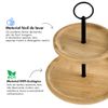 Kit 2 Suportes Para Doces 2 Andares Em Bambu E Metal - 20cm
