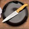 FACA PARA CARNE EM AÇO INOX COM CABO DE BAMBU - 30CM