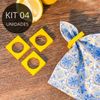 Kit 4 Porta Guardanapos Quadrado Textura Amarelo
