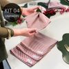 Kit 4 Guardanapos Listras Vermelho em Linho Misto - Coleção Emanuel