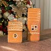 Kit 2 Porta Velas Casa de Biscoito Natalina em Cerâmica