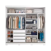 Roupeiro 2P Blumenau Slide com 2 Kits Espelhos e Kit 8 Pes Retangular Menor Branco Panan