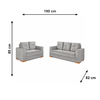 Conjunto de Sofa 2x3L Valencia Veludo Castor T04 JW Estofados