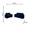 Conjunto de Sofa 2x3L Valencia Veludo Azul Navy T07 JW Estofados