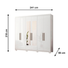 Roupeiro Venice 6 Portas 4 Gavetas 3 Prateleiras com Pes e com Espelho Branco Demobile