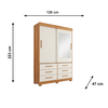 Roupeiro Star 2 Portas com 6 Pés e com Espelho Cinamomo/Off White Salleto
