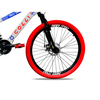 Bicicleta Aro 26 Grau F/DISCO 21V Branco Com Vermelho/Azul Colli