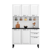 Armário kit de Cozinha Compacta Branco 120 em Aço 6 Portas 2 Gavetas Pratika Itatiaia
