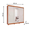 Roupeiro Cecilia 3P Slide 2 Espelhos e 8 Pes Retangular Menor Cinamomo/Off White Panan