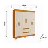 Roupeiro Maya 6 Portas MDP Cinamomo/ Off White ACP Moveis