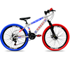 Bicicleta Aro 26 Grau F/DISCO 21V Branco Com Vermelho/Azul Colli
