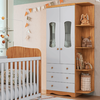Roupeiro Luna 2 Portas com Prateleira Externa Branco Brilho/Amendoa Peroba