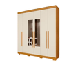 Roupeiro Agata 6 Portas com Espelho Cinamomo/Off WHite ACP Moveis