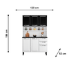 Armário kit de Cozinha Compacta Branco/Preto 120 em Aço 6 Portas 2 Gavetas Pratika Itatiaia