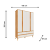 Roupeiro Theo Lisa  4 Portas Off White/Amendoa Peroba