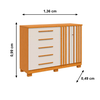 Comoda Bella 5G C/Sap Cinamomo Off White ACP Moveis