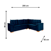 Sofá de Canto Ideale T07 Veludo Azul Navy  JW Estofados