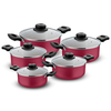 Kit Caçarola 5 Peças com Tampa de Vidro 000462 Cereja/Creme Única Luz