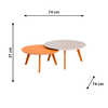 Conjunto Mesa De Centro Classic Redondo Off White/Nature Imcal