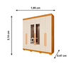 Roupeiro Agata 6 Portas com Espelho Cinamomo/Off WHite ACP Moveis