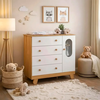 Comoda 1P Pingo Janela Amendoa/Off White Peroba
