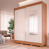 Roupeiro Ilheus 2 Portas Slide com Espelho Cinamomo/Off White Panan