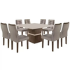 Mesa Riviera Tampo Slim Plus Vidro 8 Cadeiras Toronto Tecido Off Cinamo 171 CEL MÓVEIS