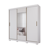 Roupeiro 3P Buzios Slide Glass Branco Panan