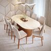 Mesa Living 1.8 C/Vidro Oval Off White/Cinamomo Imcal
