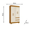 Roupeiro Maya 4 Portas MDP Cinamomo/Off White ACP Moveis 