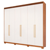 Roupeiro Aurora 6 Portas com Divisão Giratorio com Espelho 8 Pés Retangular Cinamomo/Grafiato Panan