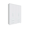 Roupeiro Charlo Lisa 4 Portas Branco Brilho Peroba 