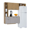 Cozinha Isis 5P 2G C/Balcão 180 Dm Ripado/Off White Poquema