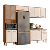 Cozinha Nicioli Paolla - Ipe / Off White Cristal 2  Portas de Vidro + Balcao Paolla Ipe / Off White Cristal C/ Tpo