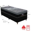 Cama Box Gazin Solteiro New York Hf Molejo  Molas Ensacadas Preto - Altura 0,65 Largura 0,88 Profundidade 1,88