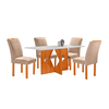 Mesa Cel Moveis Milao 1,20Mx0,80M Tampo Londres Plus Vdo Off + 04 Cadeiras Londres - Tecido 168 Cinamomo