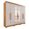Guarda Roupa Demobile Venice casal 6 portas 4 Gavetas e 3 Pratileiras com Espelho - Cinamon/off-white