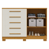 Comoda Acp Bella 5 Gavetas Com Sapateira - Cinamomo/Off White