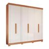 Roupeiro / Guarda Roupas Panan Cecilia 6 portas Com Pes Retangular Menor Cinamomo/Off White