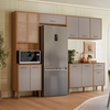 Cozinha Nicioli Paolla - Ipe / Fendy 2  Portas de Vidro + Balcao Paolla Ipe / Fendy C/ Tpo