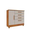 Comoda Tcil Chicago 4 Gavetas Com 4 Pes - Cinamomo/Off White