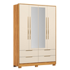 Guarda Roupa Demobile Domo Casal 4 portas e 4 gavetas com espelho - Cimamon/Off-white