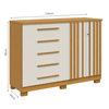 Comoda Acp Bella 5 Gavetas Com Sapateira - Cinamomo/Off White