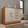 Comoda Tcil Chicago 4 Gavetas Com 4 Pes - Cinamomo/Off Whitee