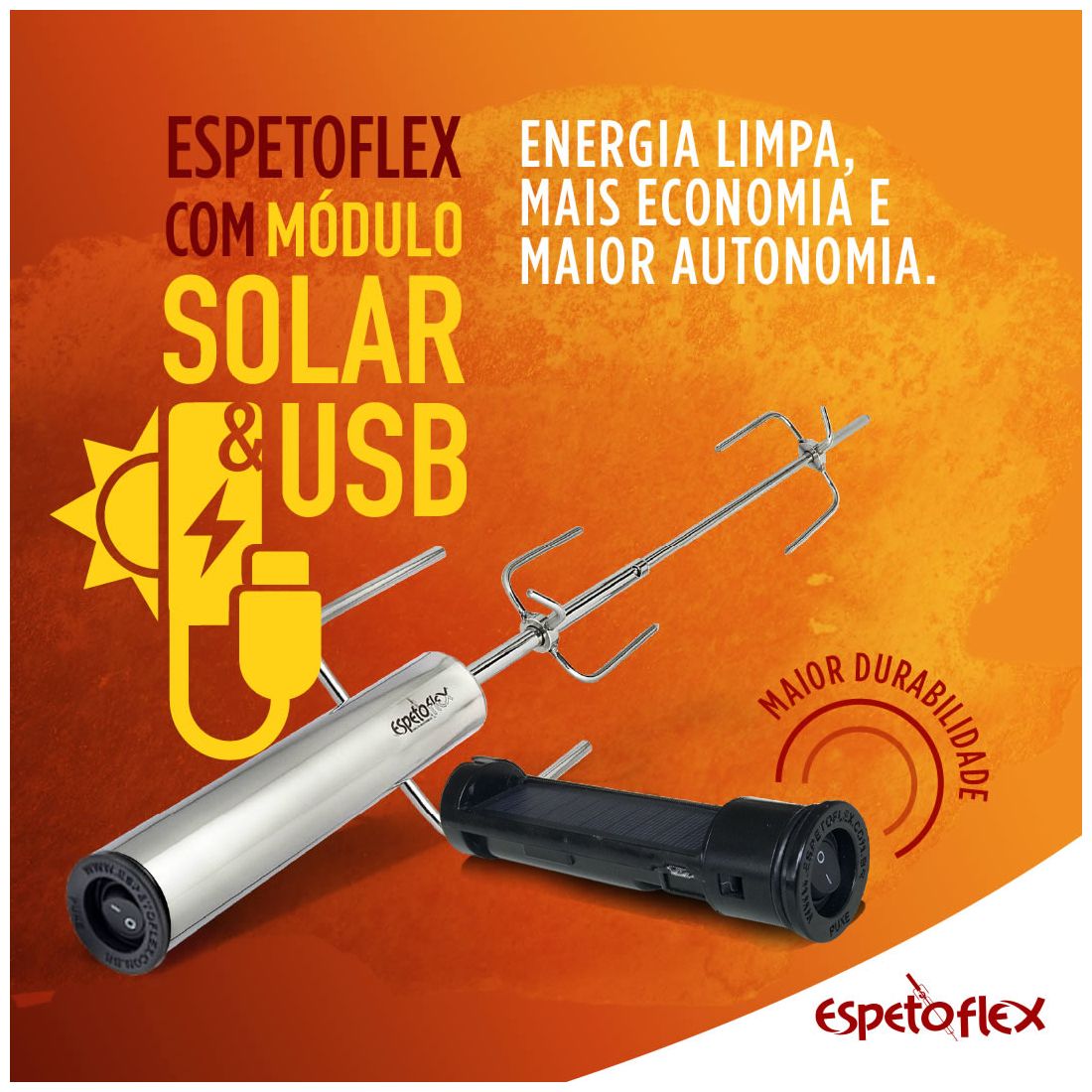 ESPETOFLEX COM MÓDULO RECARREGÁVEL USB/SOLAR
