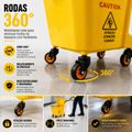 Carrinho Balde Espremedor Profissional 20l Com Rodas 360°